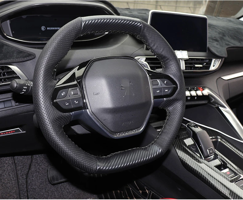 Для peugeot 5008 3008 мягкая кожаная оплетка DIY PU прошитая вручную крышка рулевого колеса внутренние аксессуары модифицированные