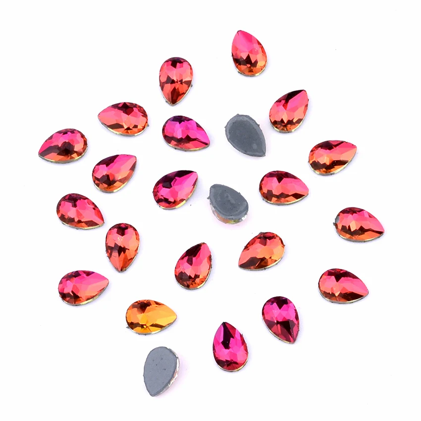 10pcs Gold flat back shaped nail rhinestones stars teardrop designs hot fix strass art ongle crystals accessories TBL1 | Красота и