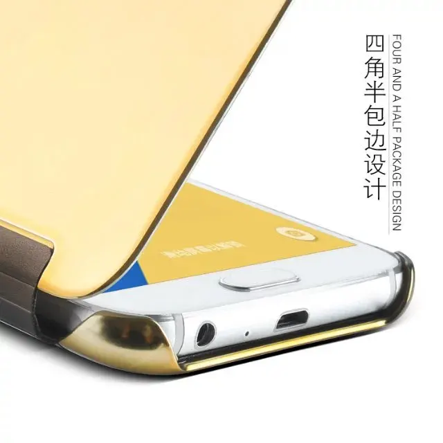 Для Samsung Galaxy A7 2017 кожаный чехол для телефона Роскошные золотое покрытие Mirror флип