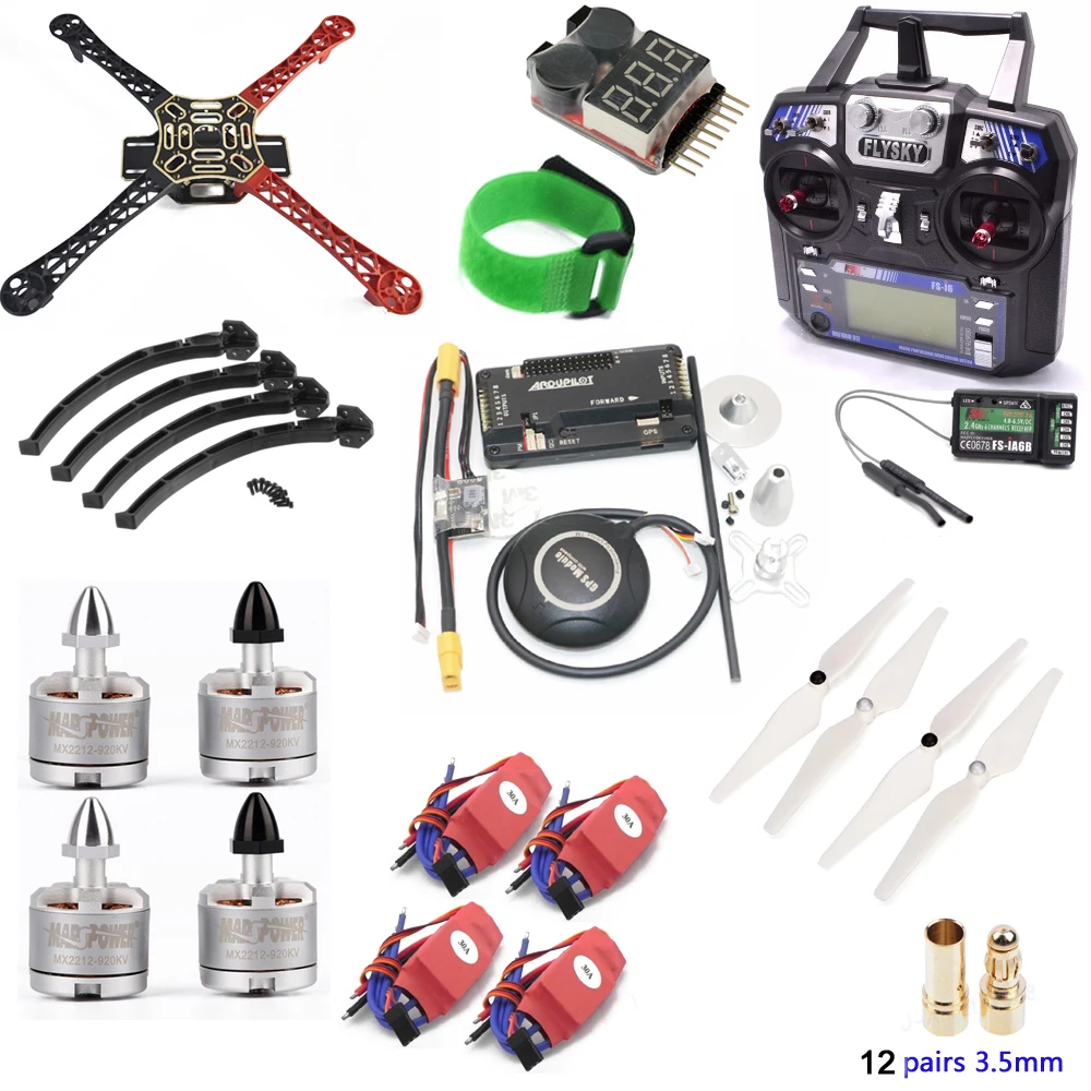 DIY F450 комплект рамы квадрокоптера APM2.8 плата контроллера 7 м gps 30A Simonk ESC 2212 920kv двигатель 9450 Опора Flysky FS-i6 TX Rc 3,5 мм