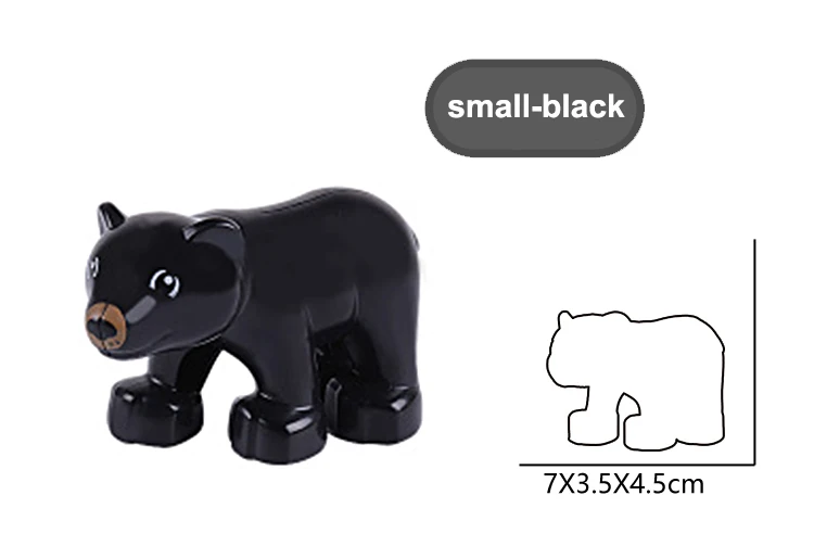 little black bear Duplo животные дикие животные серии строительные блоки аксессуары Лев Леопард Тигр Медведь обезьяна Олень жираф Пингвин Зебра режим игрушки - Цвет: little black bear