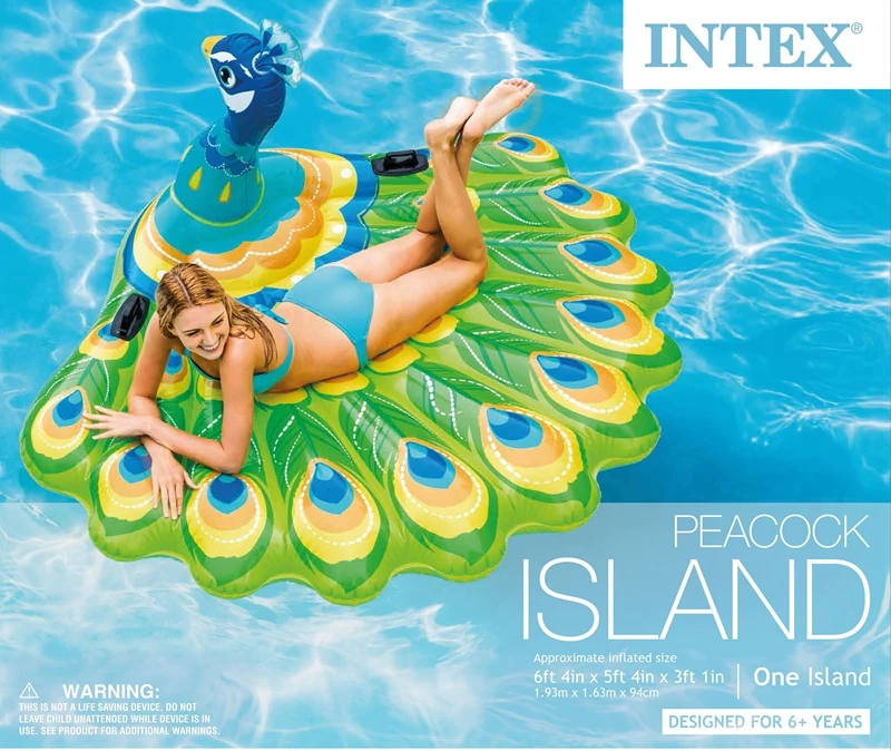 Новейший бассейн вечерние Floater Intex Павлин остров сверхмощный надувной Павлин/Peafowl бассейн Lounge плот