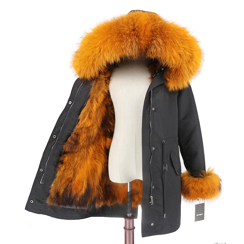 OFTBUY пальто с натуральным мехом енота, капюшон с манжетами, подкладка из лисьего меха, зимняя куртка, Женская длинная парка, водонепроницаемая верхняя одежда, новинка