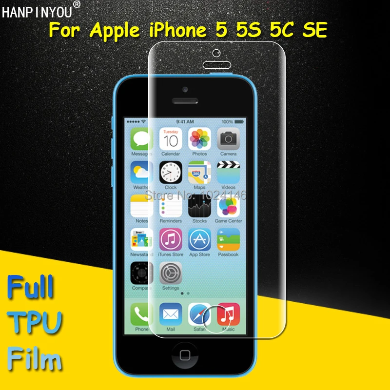 Защитная пленка из мягкого ТПУ с полным покрытием для Apple iPhone 5 5S 5C SE изогнутые