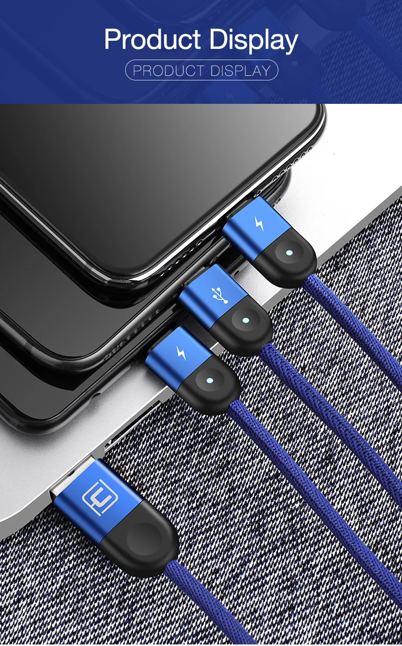CAFELE 3 в 1 кабель для быстрой зарядки USB кабель синхронизации данных для IOS 12+ micro+ type c тканый нейлоновый кабель для iphone X xiaomi