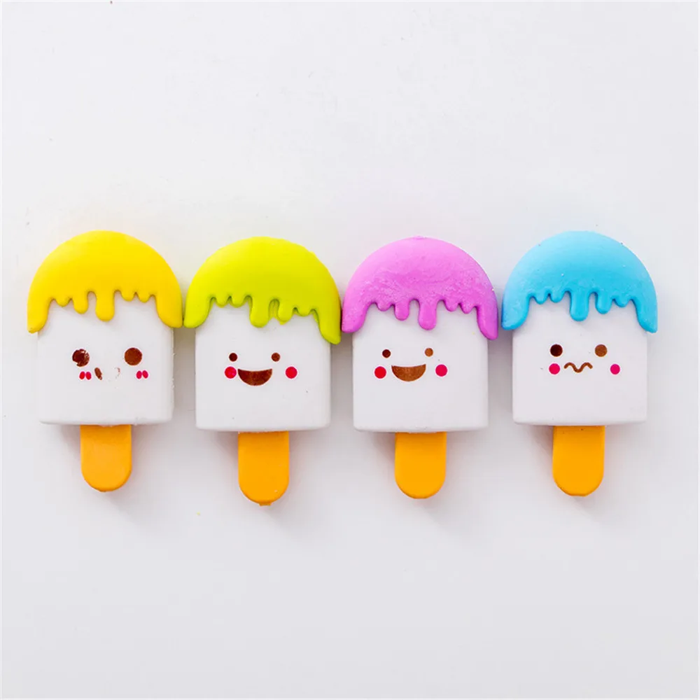 random 3 шт. ластик в форме мороженого Kawaii канцелярские принадлежности милый дизайн карандаш резинки офисные школьные коррекции инструмент детские игрушки детские подарки - Цвет: random