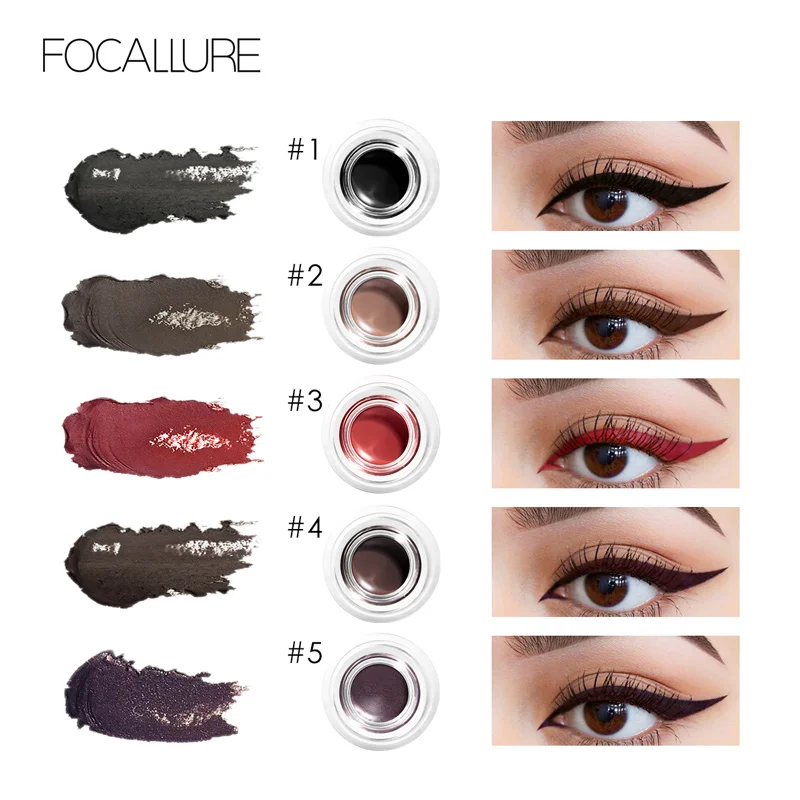 FOCALLURE, Профессиональная подводка для глаз, гелевая, стойкая, водостойкая, для глаз, крем, косметика, быстро сохнет, подводка для глаз