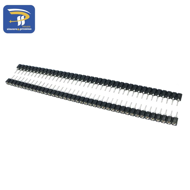 40 P Женский Разъем 1x40 Pin 2,54 Круглый Женский контактный разъем для DS18B20 и кристаллов и PCB золотой контактный Однорядный мужской