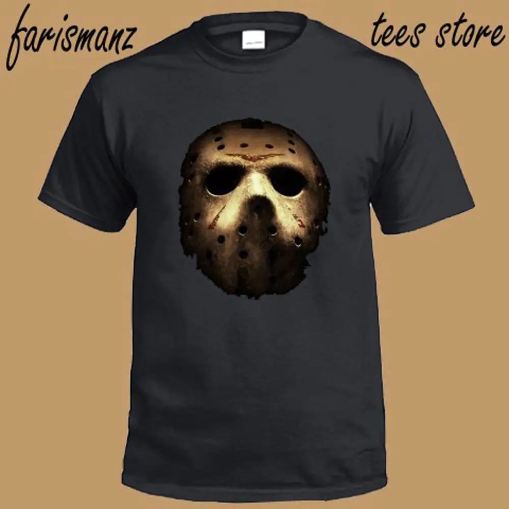 Джейсон Хоккей маска фильм ужасов пятница 13th Для мужчин черный футболка Размеры S