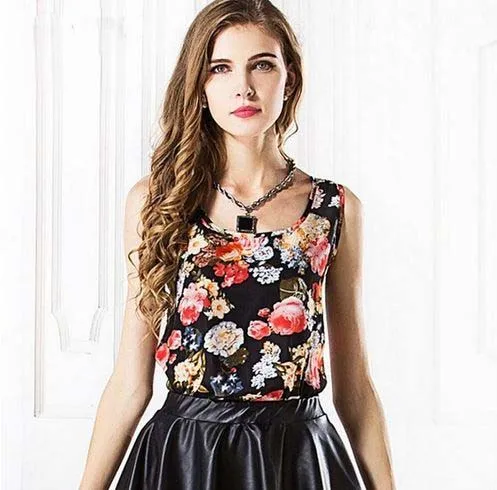 Новинка лета 2018 модные блузки в Корейском стиле женские шифоновые без рукавов с