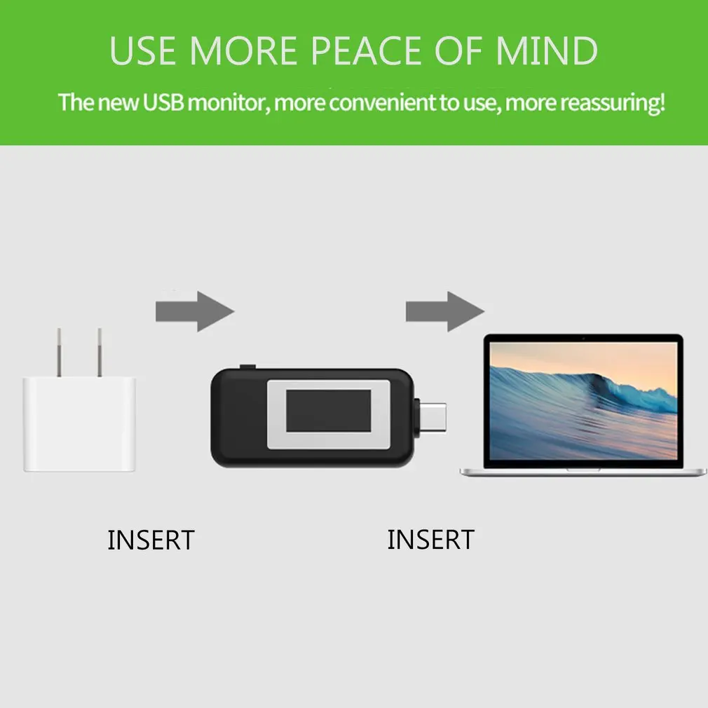 Тип-c многофункциональный двойной USB вольтметр тестер монитор безопасности