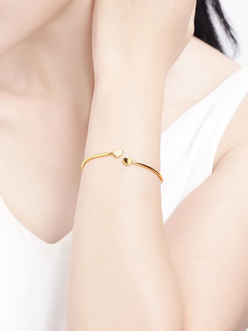 HMSS 24K браслет из чистого золота Настоящее серебро 999 Одноцветный золотой