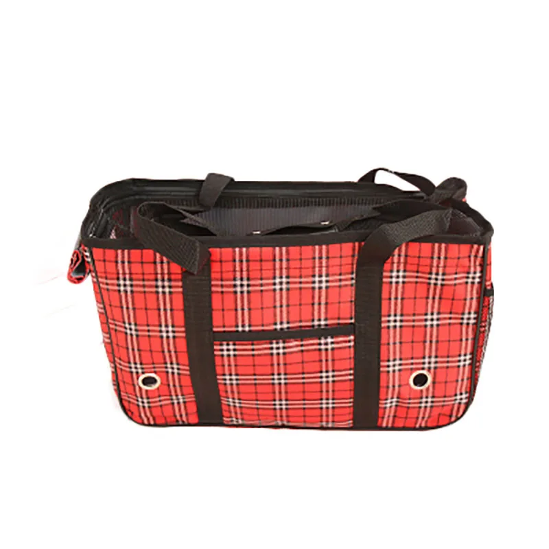 Red Plaid Переносные сумки для домашних животных, складная модная Милая сумка для собак, сумка для мобильного телефона, Диагональная Сумка, Сумка для путешествий, рюкзак с перекосом - Цвет: Red Plaid