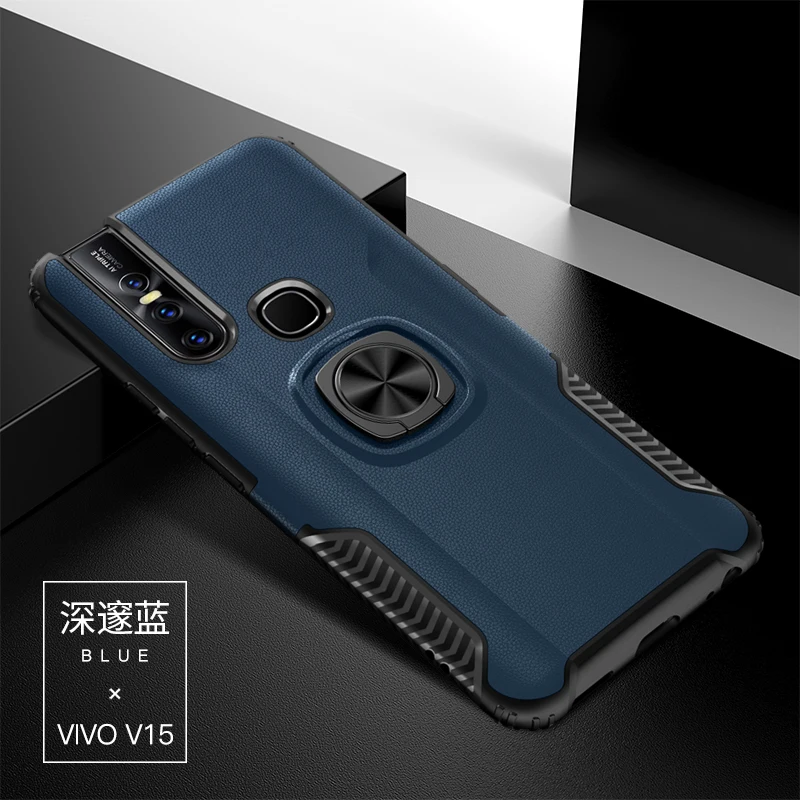 ДЛЯ vivo V15 Pro чехол Роскошный рыцарь Броня задняя крышка для vivo V15 Прочный Гибридный автомобильный держатель Кронштейн чехол для телефона(XS0418 - Цвет: Синий
