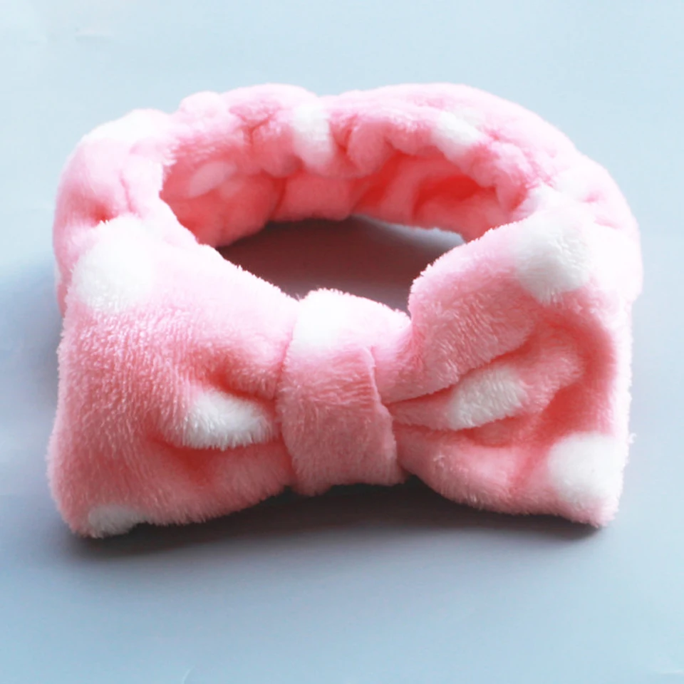 Women Fashion Lovely Soft Carol Fleece Bowknot Bow Makeup Cosmetic Shower Elastic Hair Band Hairlace Headband HB015 | Детская одежда и