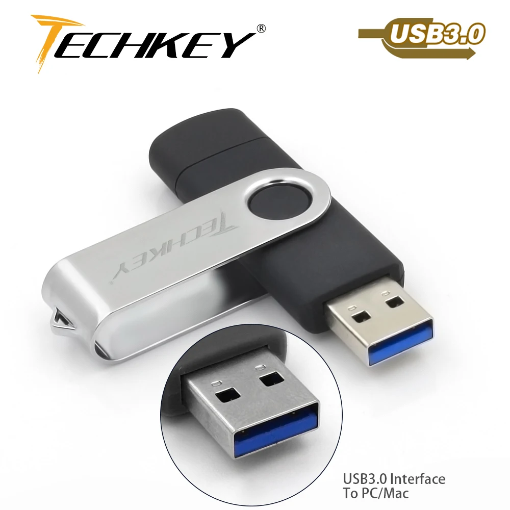 Новый OTG usb 3 0 флеш накопитель TECHKEY Флешка 8 ГБ 16 32 64 Гб memoria cel флешка u диск Подарок