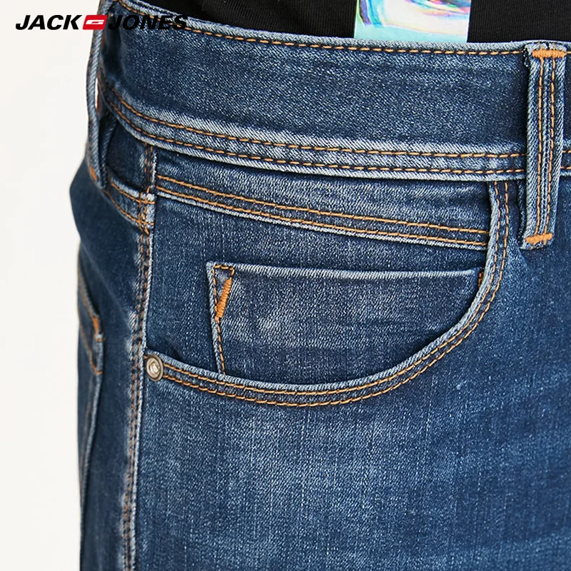 Мужские облегающие джинсы Jack Jones синие для бега 218232516 | Мужская одежда