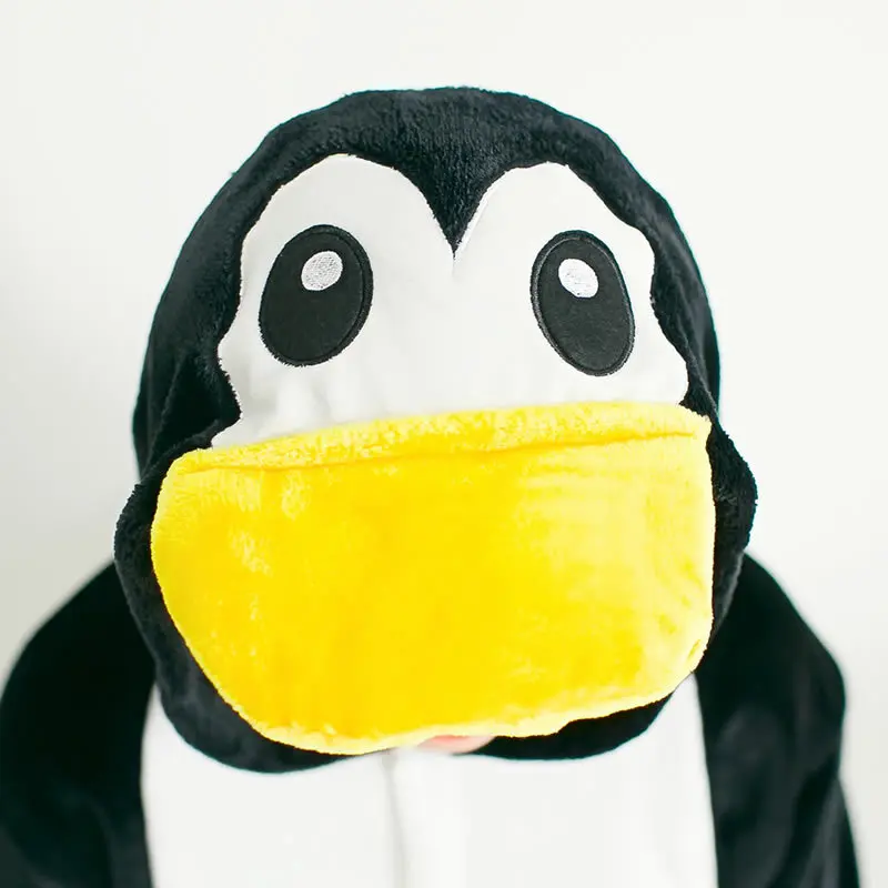 Черный Пингвин Onesie Пижама Kigurumi животное Косплей Костюм Хэллоуин семья пижамы для женщин