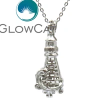 r k570 best gift sea lighthouse tower beads cage essential oil diffuser pearl cage locket pendant necklace women girl