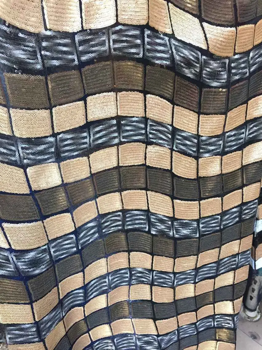 Новое поступление зеленая африканская гипюровая кружевная ткань с пайетками