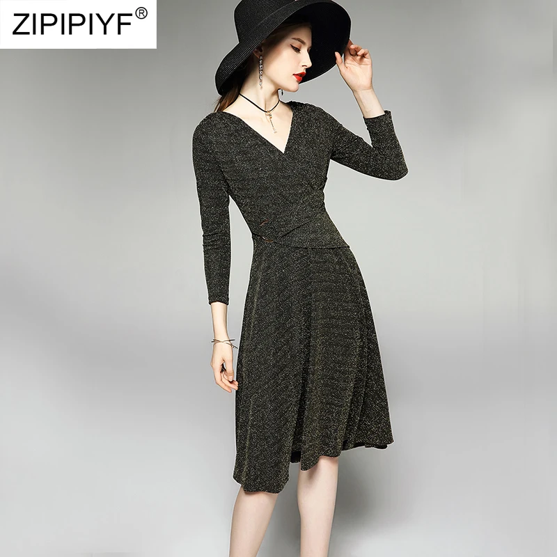 

Элегантные женские платья 2019, облегающее и расклешенное Повседневное платье, эластичный пикантный офисный сарафан с V-образным вырезом, пра...