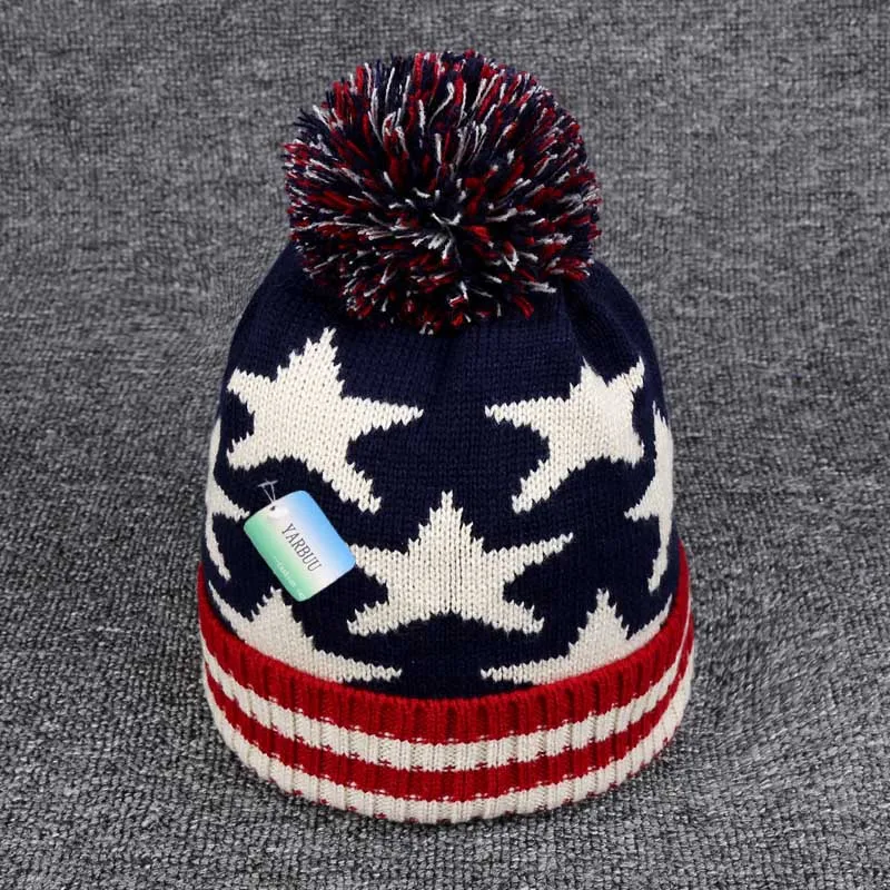 [YARBUU] Casual Beanies knitted winter hat for women and girl Knitting wool ball Warm Gorros Outdoor Brand Thick Female Cap | Аксессуары