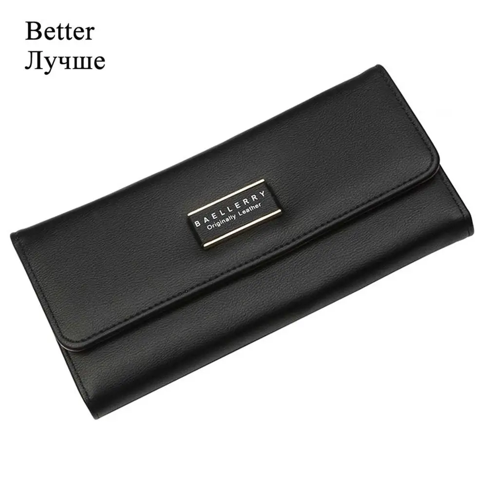black better Кошельки для женщин baellerry, длинный из искусственной кожи, карман для мобильного телефона, красный женский кошелек для девушек, большой брендовый женский кошелек высшего качества - Цвет: black better