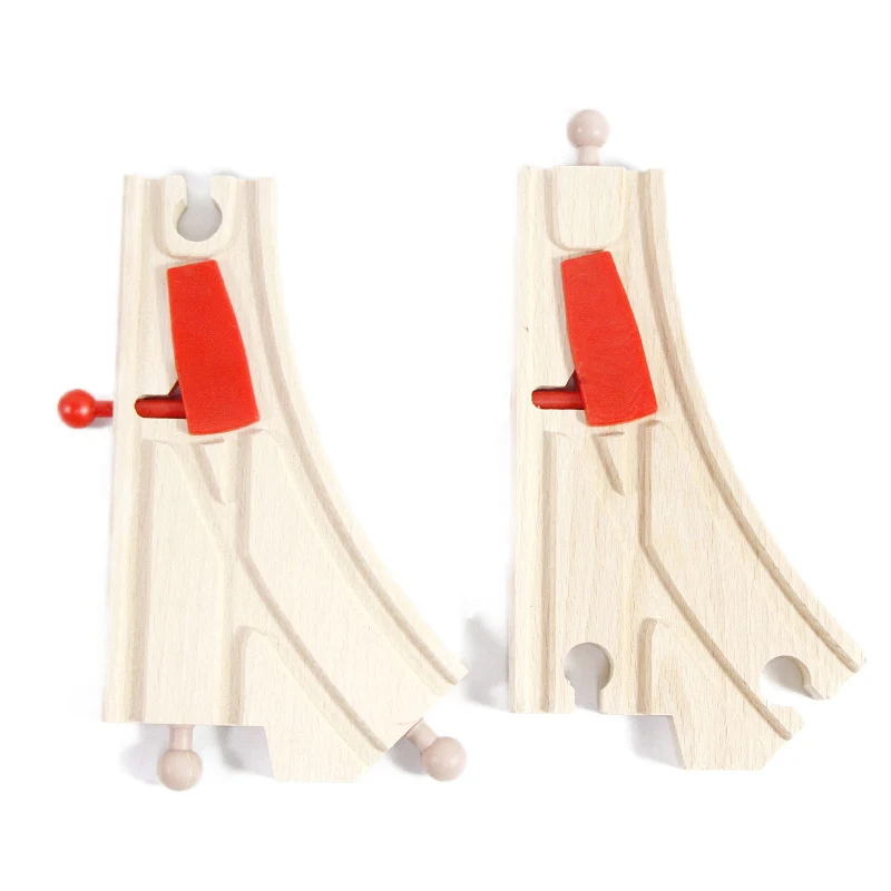 red set 2 шт./компл. синий Y-Монтажная распределительная переключение трека деревянная железная дорога аксессуары обучающая железная дорога игрушки bloques de construccion - Цвет: red set