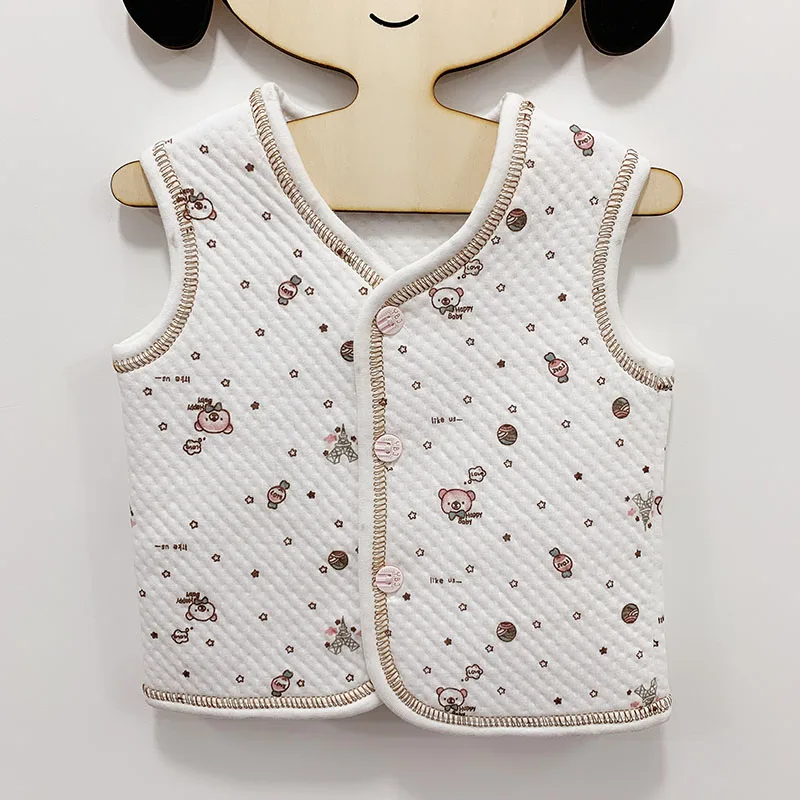 Теплый жилет для маленьких мальчиков куртки с милым принтом девочек верхняя