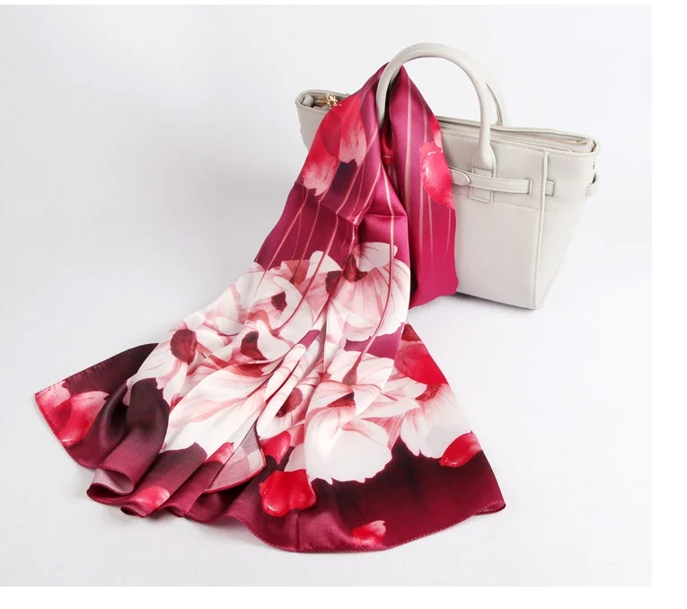 Шаль-чистый шелк шарфы брендовый принт китайский стиль дизайн размер 180*55 мягкая