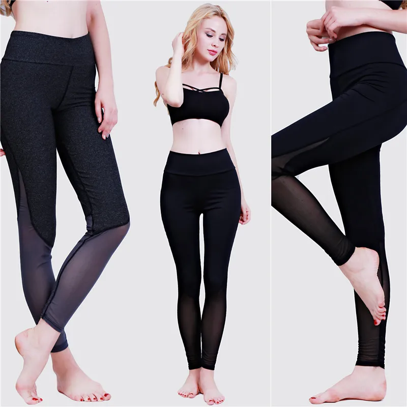 Сексуальные леггинсы женские спортивные Леггинсы с сетчатой вставкой Slanke Zwarte