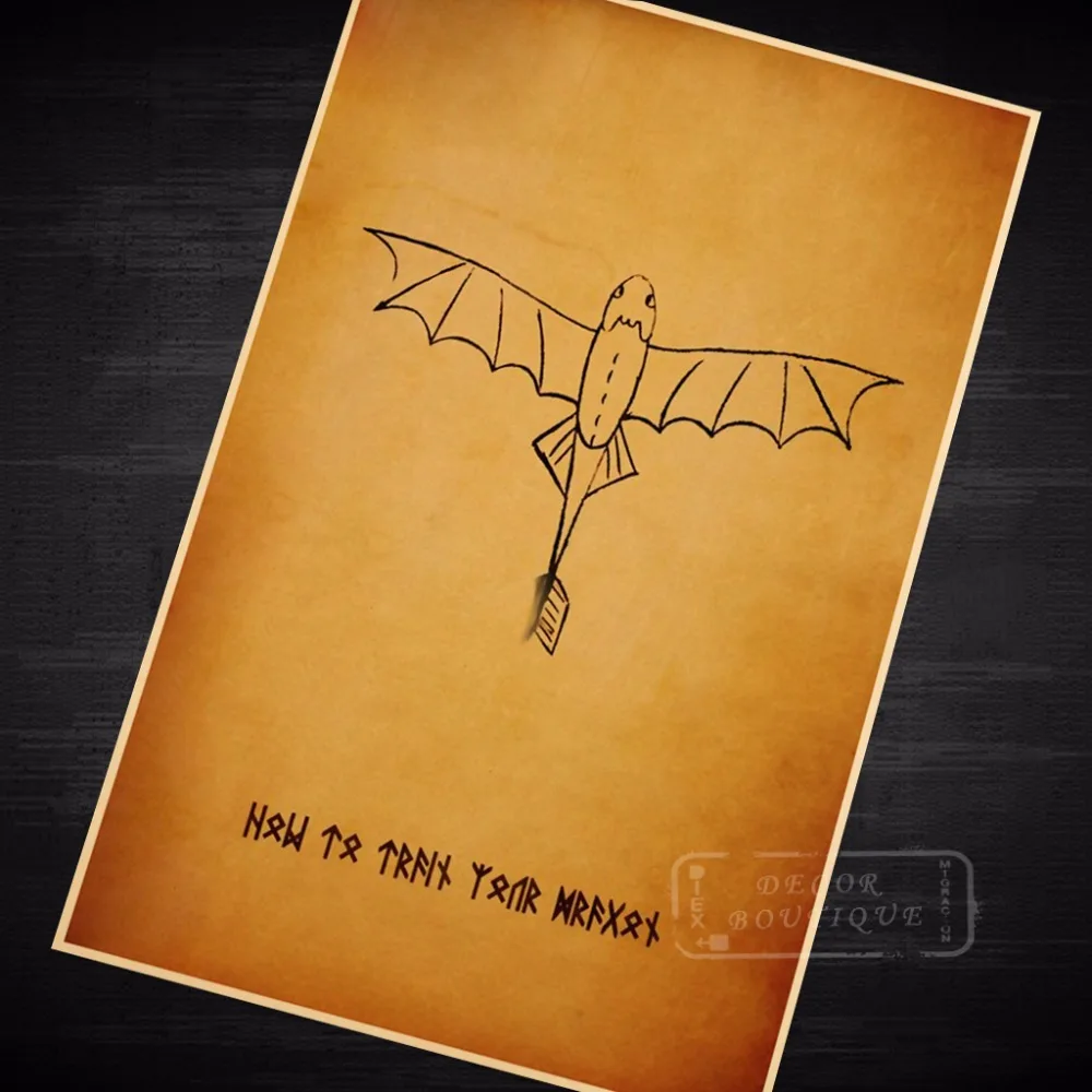 How to train your dragon Minimalism Vintage Retro Poster Decorative DIY Wall Canvas Painting Stickers Home Posters Bar Art Decor | Дом и сад