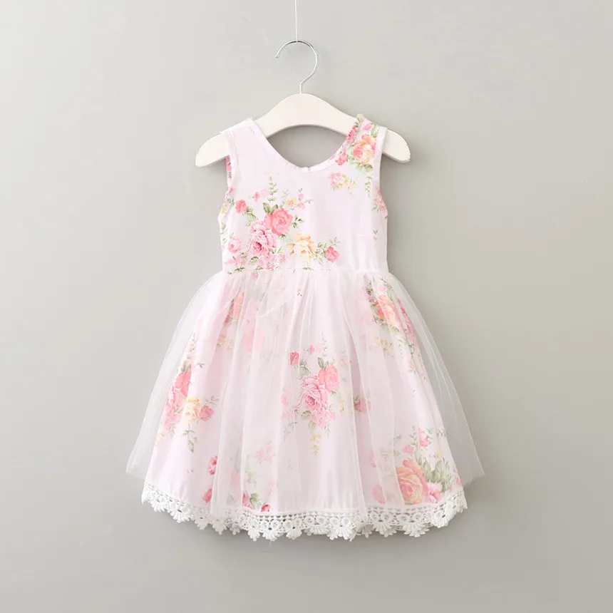 Коллекция 2017 года платья принцессы с цветочным принтом для девочек детское