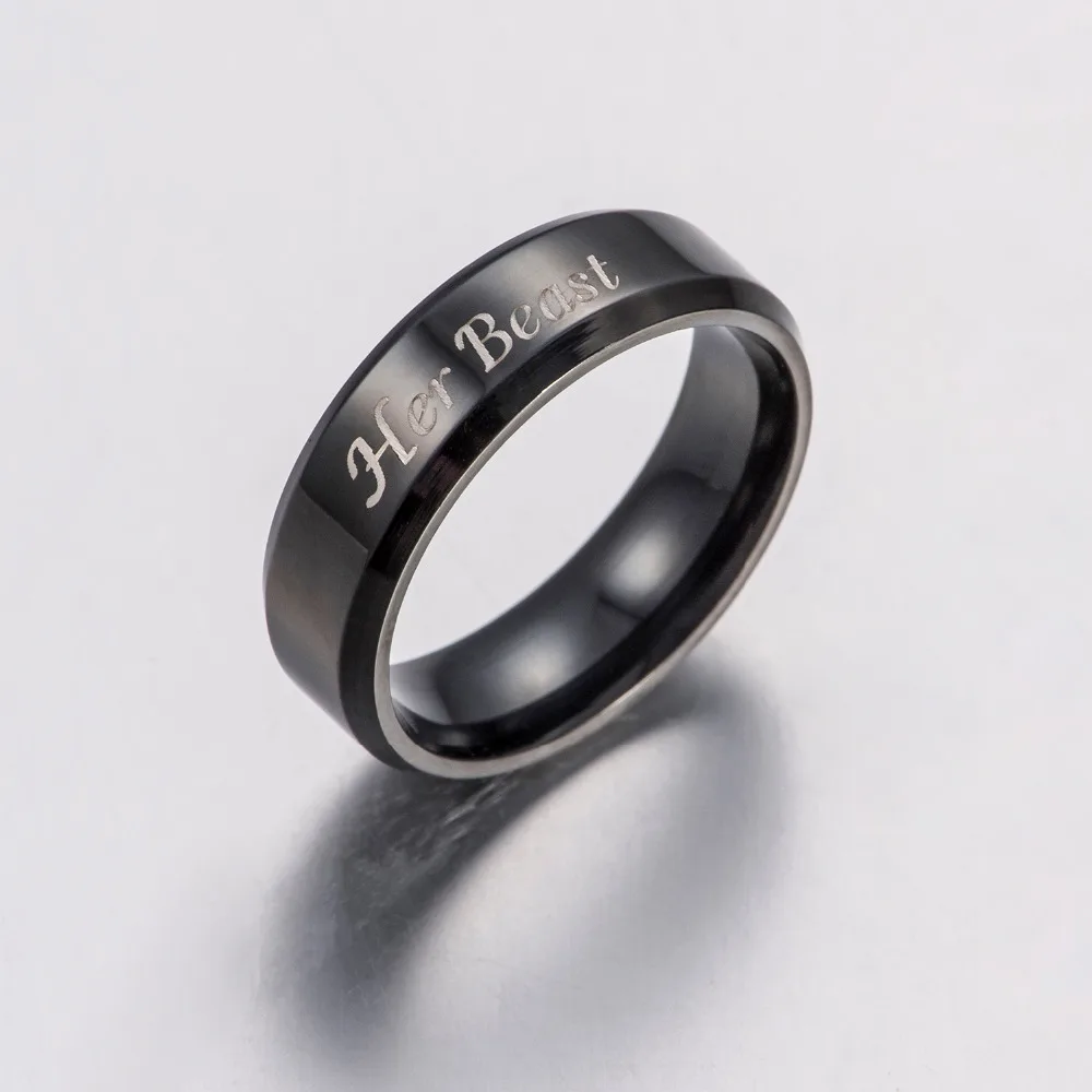 Кольцо с надписью His Beauty 1 шт.|ring couple|ring weddingjewelry for lovers |