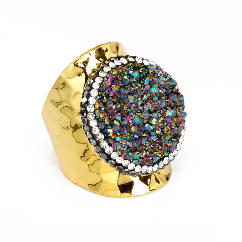 Новинка дизайнерские металлические кольца с натуральным драгоценным кварцем