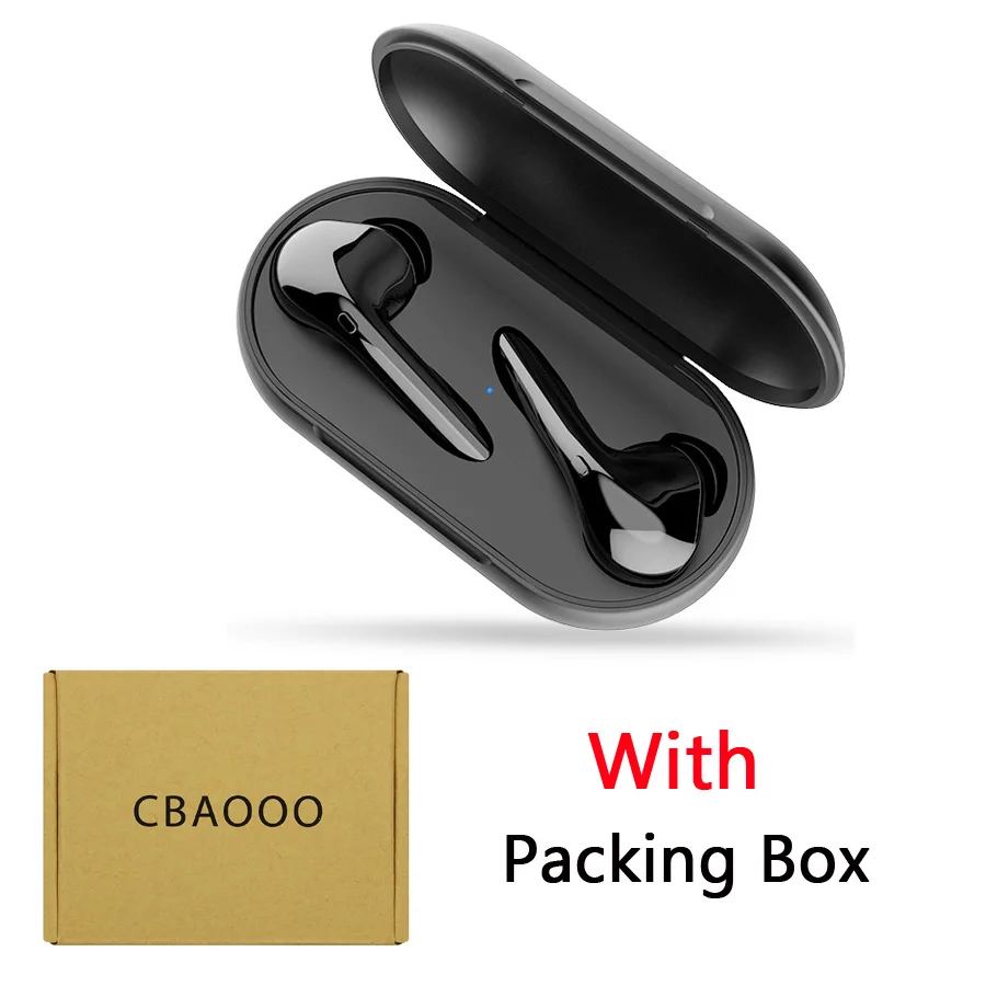Black CBAOOO TWS Bluetooth 5,0 наушники IPX5 водонепроницаемые беспроводные басовые наушники спортивные Bluetooth наушники для всех телефонов с микрофоном - Цвет: Black