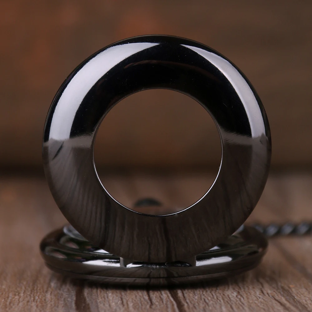 Black Smooth Texture Hollow Manual Mechanical Pocket Watch Retro Steampunk Gentleman Pendant Accessories Men's Clock