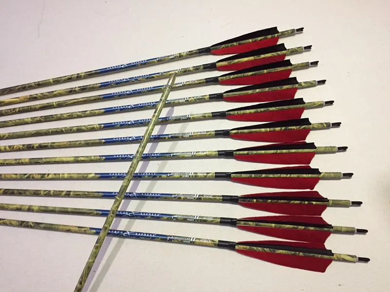 12pcs 100% pure carbon arrow spine300/340/400 ID6.2mm 5