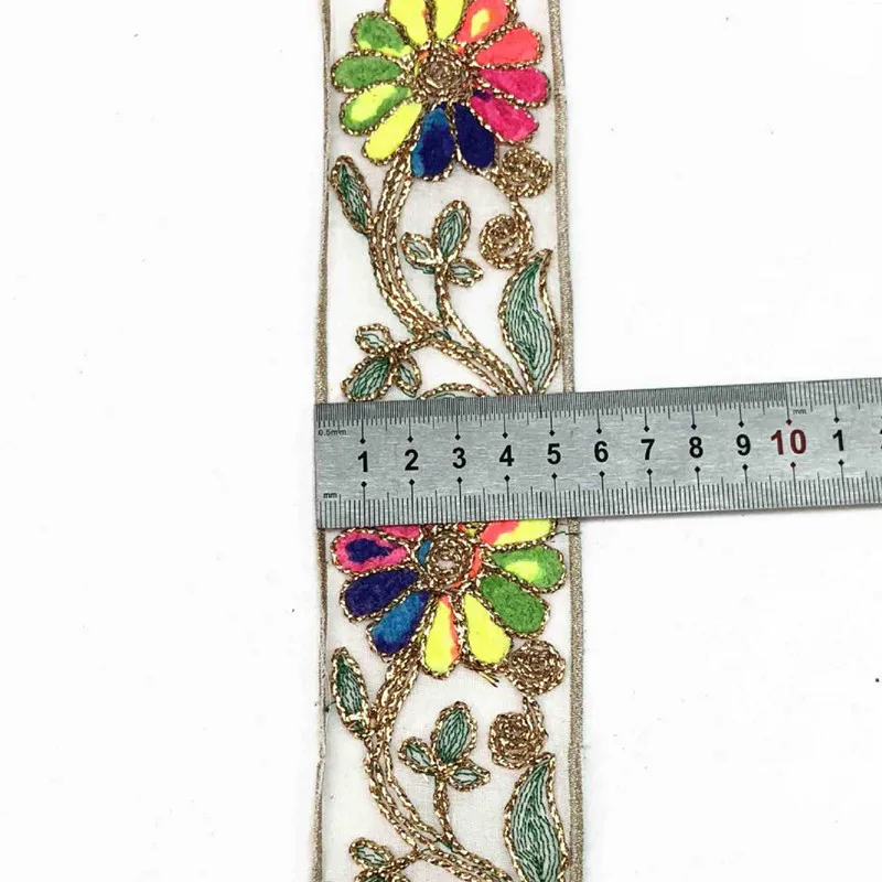 G 3 ярдов/партия, Этнические вышитые кружевные ленты, сделай сам, одежда для шитья, аксессуары, блесток, чистая пряжа, вышивка, кружевная отделка - Цвет: G