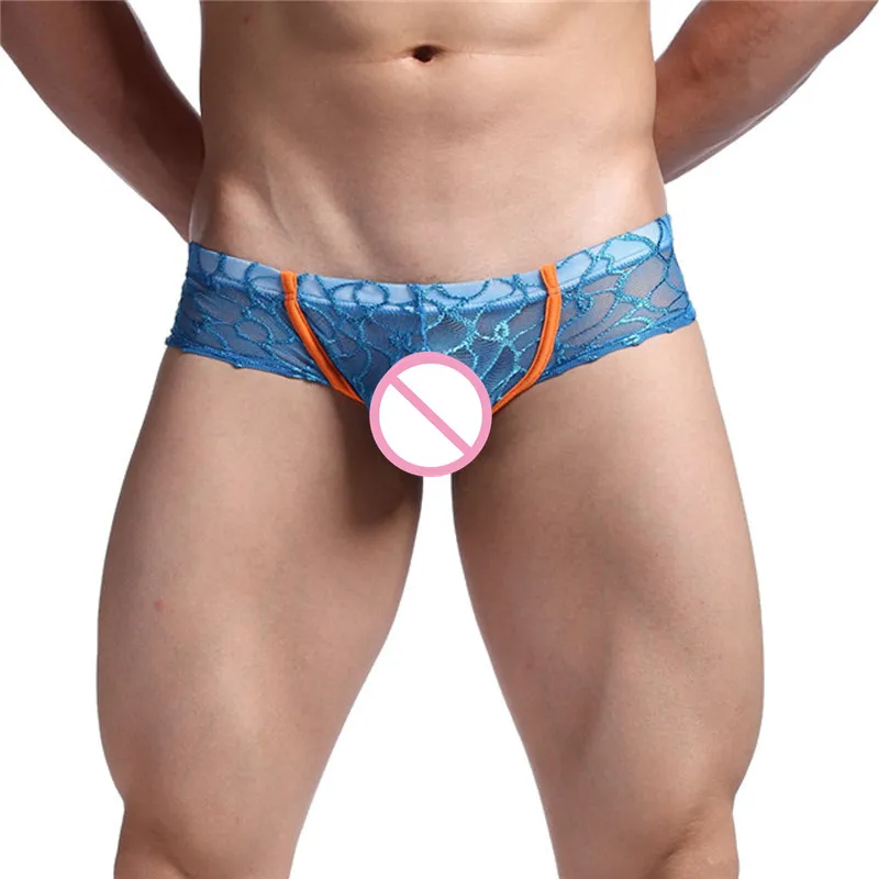 Цветные мужские боксеры сексуальные маленькие дышащие трусы кружевные