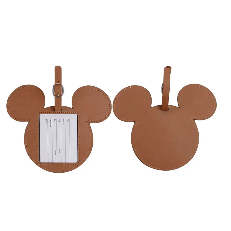 Кожа PU Багажные Бирки Коричневый Цвет Дорожные Аксессуары Чемодан С Именем Карты