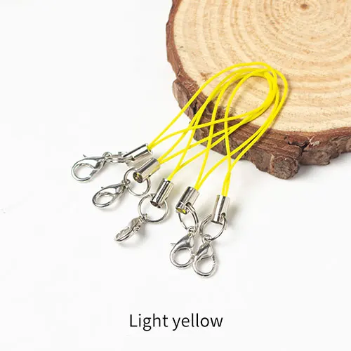 Light yellow 100 шт цветные двойные круглые застежки-карабины, ремешок, шнур для сотового телефона, мобильные ремни, рукоделие, подвеска, материалы ручной работы - Цвет: Light yellow