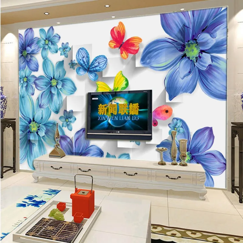 

photo wallpaper Mediterranean hand painted lily 3D mural living room TV backdrop wall stereo wallpaper custom mural