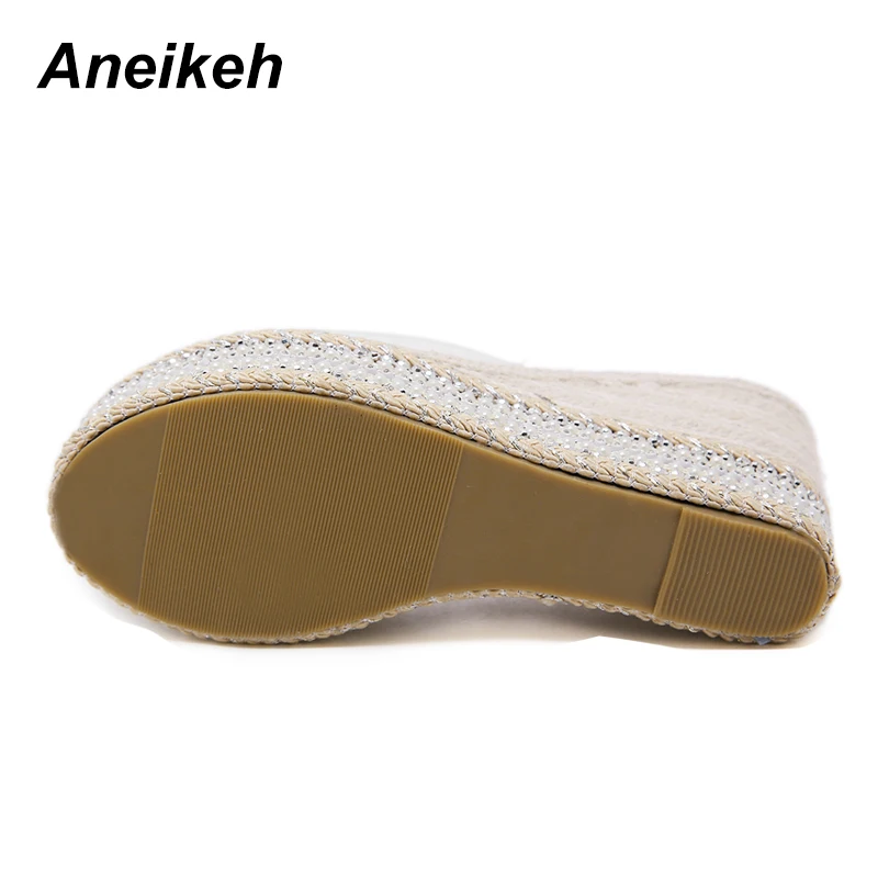 Aneikeh/ г., новые модные летние пикантные шлепанцы тапочки на толстой прозрачной платформе женская пляжная обувь на танкетке