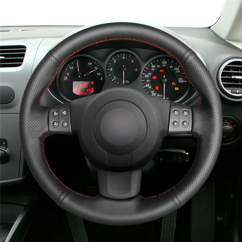 MEWANT черный мягкий чехол рулевого колеса автомобиля из натуральной кожи для Seat Leon