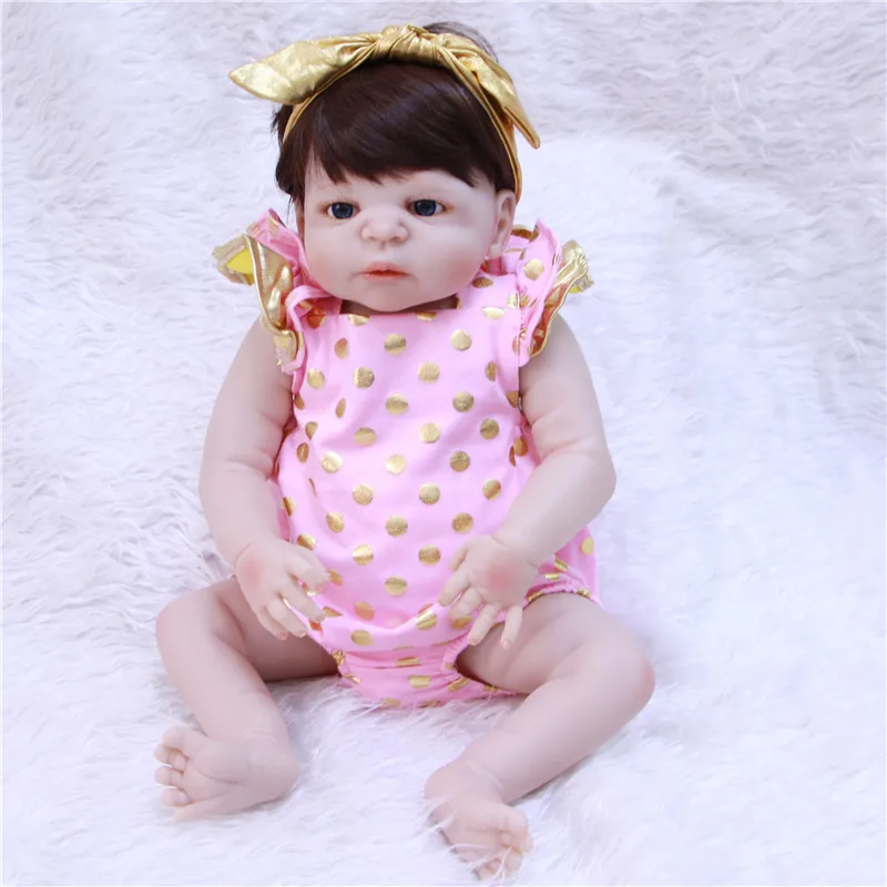 

22inch 55cm full silicone reborn baby dolls newborn girl real baby doll alive toy dolls for child gift bebes reborn boneca