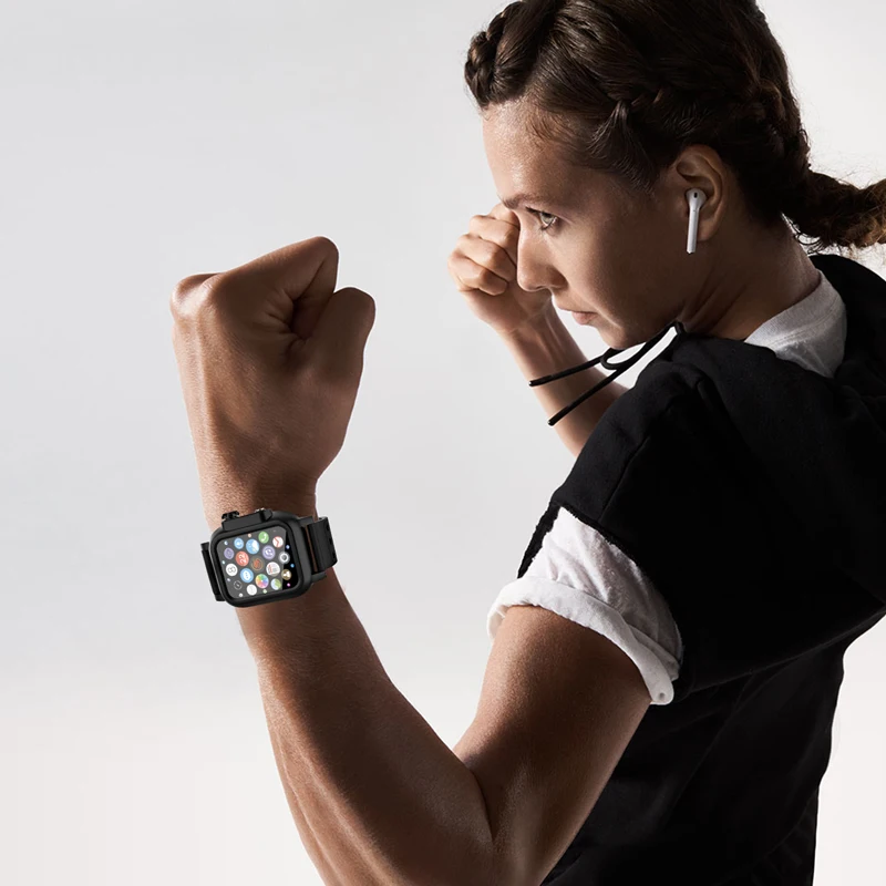 IP68 Водонепроницаемый чехол для Apple iWatch4 44 мм 40 мм ударопрочный бампер ПК корпус часов+ резиновый ремешок для часов для iWatch3 38 мм 42 мм