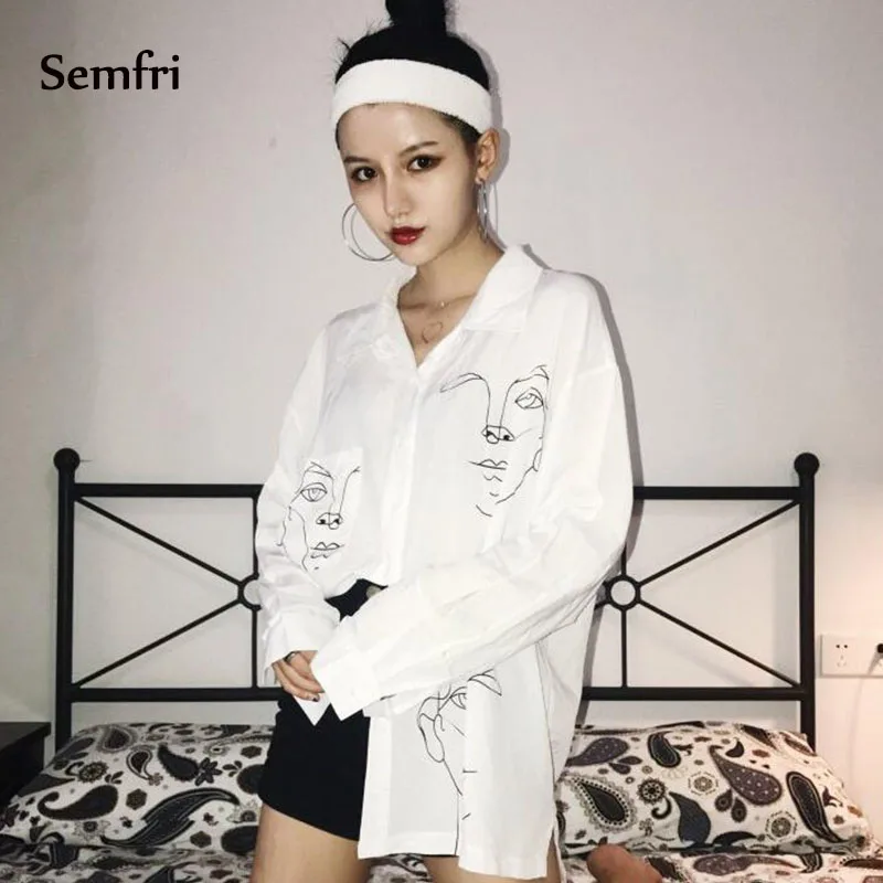 Semfri черный и белый Женская Туника Гонконг вкус Ретро Новый Bf ветер свободный