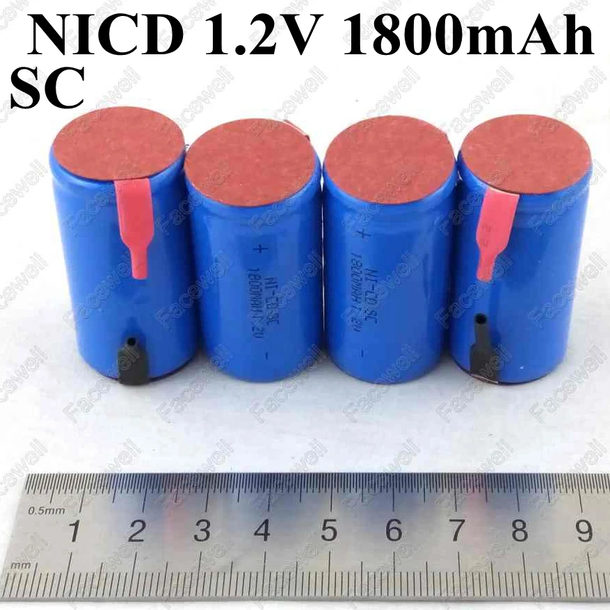 10 шт. бренд Sub C SC nicd 1 2 в 1800 мАч 20A ni cd sc перезаряжаемая батарея упаковка sub c cell subc для