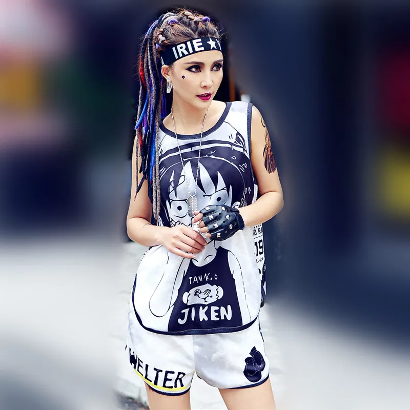 Женский спортивный костюм just.be.never harajuku летний двойка с шортами|Спортивные